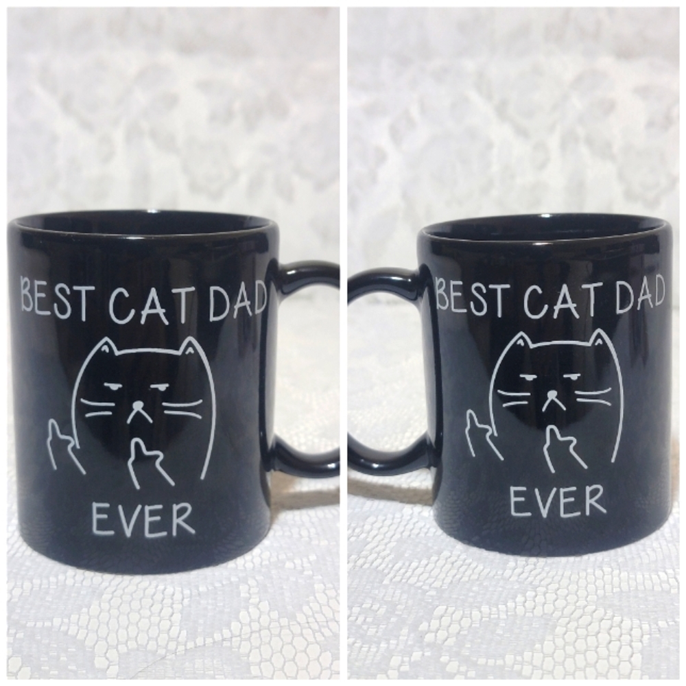Best Cat DAD Ever Black Ceramic Mug 11oz Coffee Cup Pet Lover Funny Novelty Gift